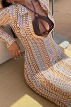 Lucia Crochet | Multicolor Long Sleeve Jurk Opal Amsterdam